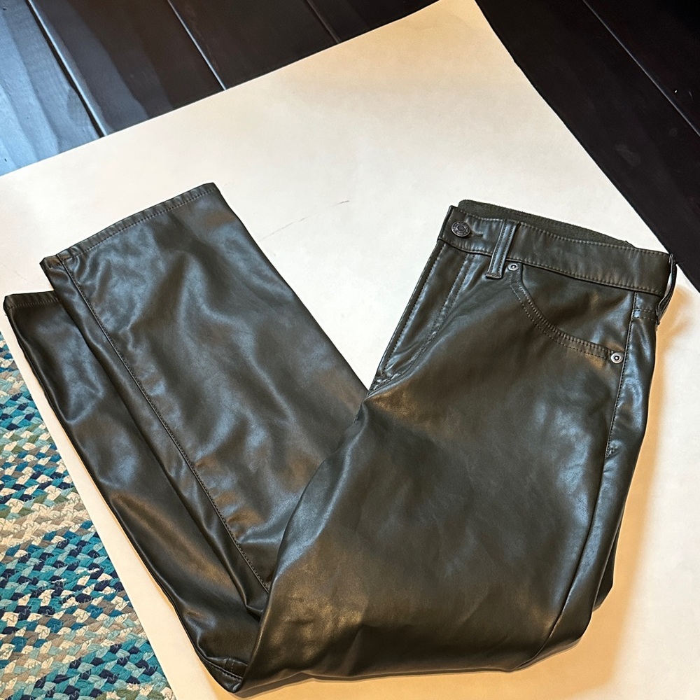 GAP Black Vintage Slim High-Rise Pleather Trousers
